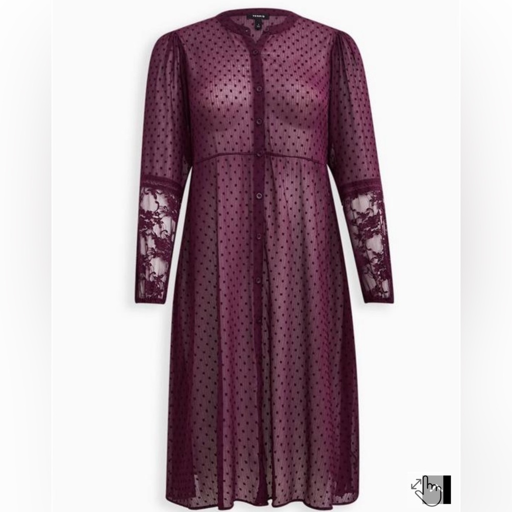 NWT Clip Dot Button Front Maxi Kimono